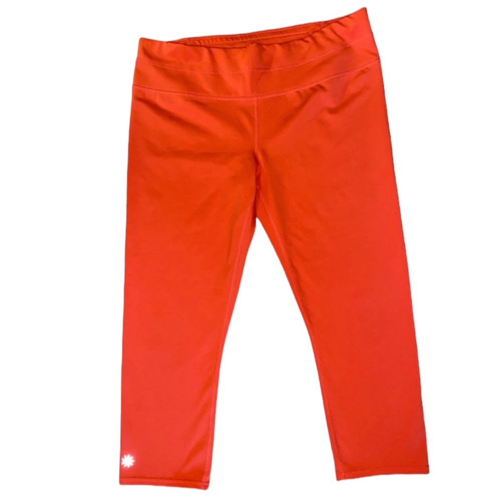 Athleta Women's Electro Sonar Capri Tight Leggings Athletic Yoga Neon Orange L
